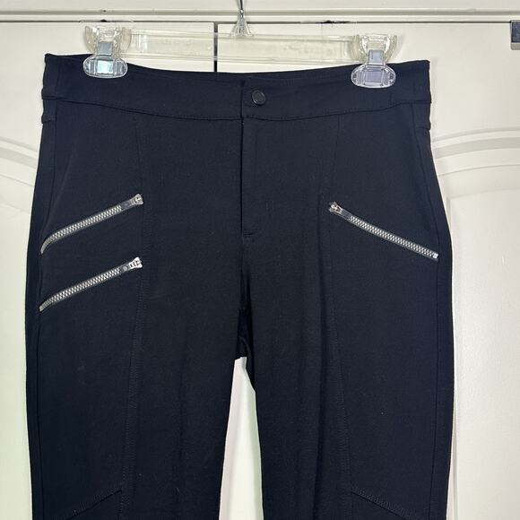 Athleta Ponte Moto Pants Womens Size 6P Black Comfort Stretch Grunge Skinny EUC - Picture 2 of 6